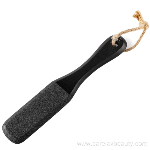 wooden foot file with long handle black color